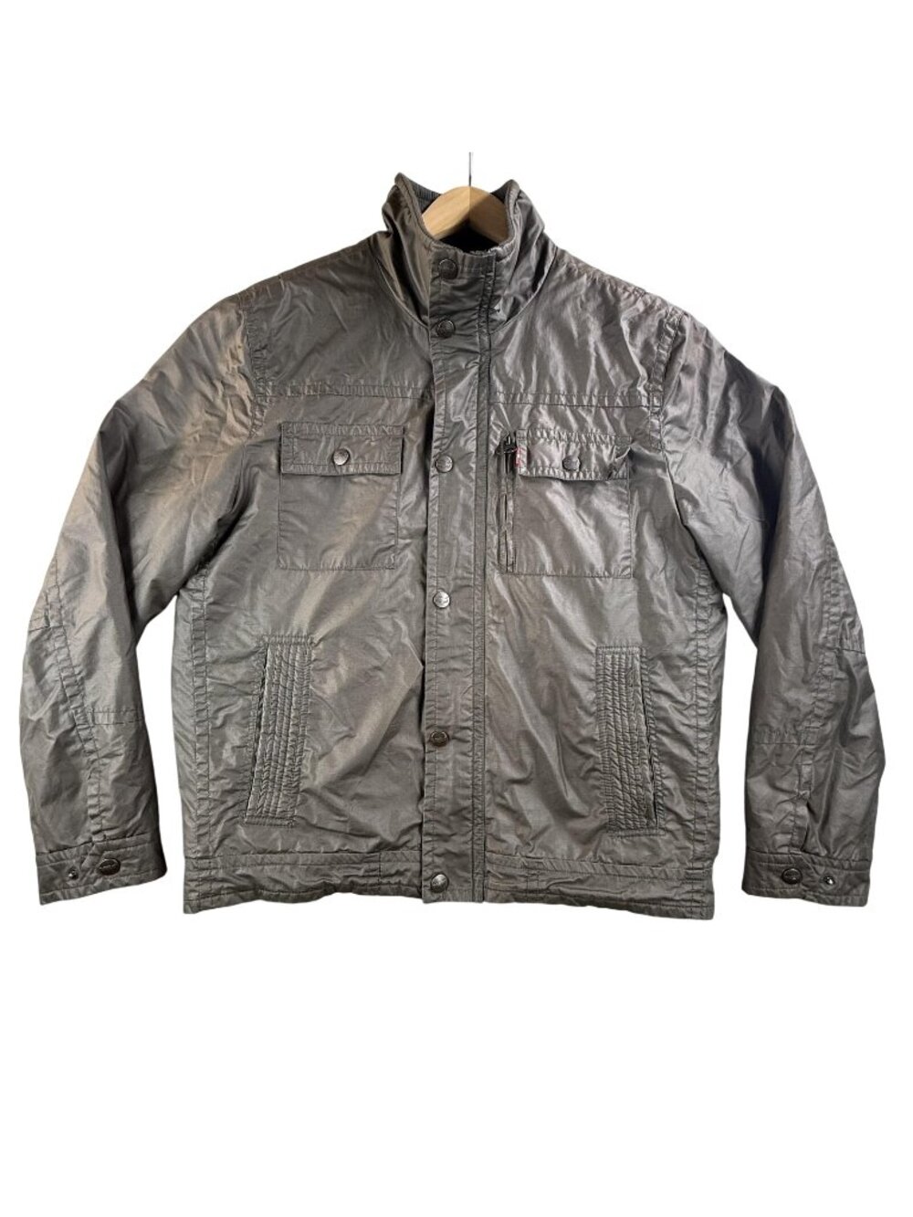 Levi's Jacket Mens Medium Brown Sherpa Fleece Lined Military Zip Insulated Y2K